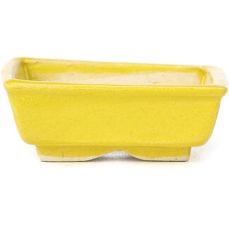 Seto 80 mm rectangular yellow bonsai pot by Seto, Japan