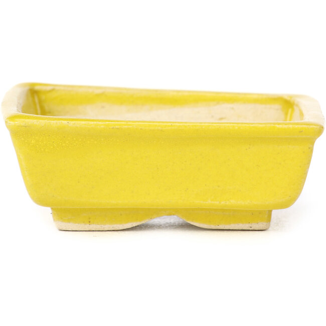 Pot à bonsaï rectangulaire jaune par Seto - 80 x 65 x 30 mm