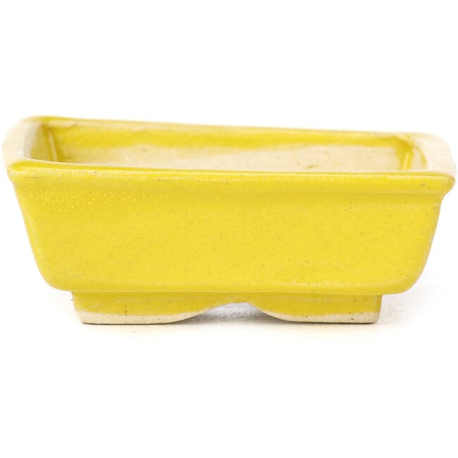 Rectangular yellow bonsai pot by Seto - 80 x 65 x 30 mm