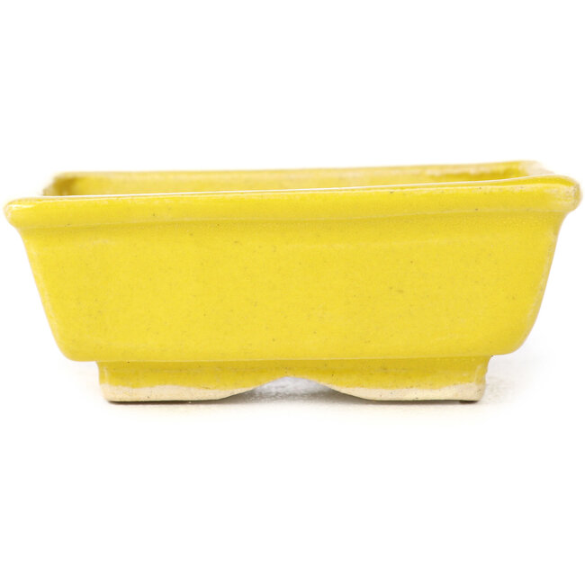 Rechthoekige gele bonsaipot van Seto - 80 x 65 x 30 mm