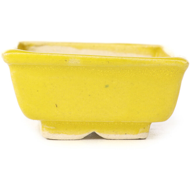 Rectangular yellow bonsai pot by Seto - 80 x 65 x 30 mm