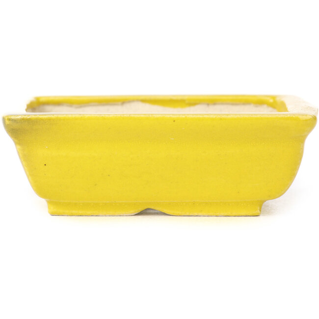 Rechthoekige gele bonsaipot van Seto - 85 x 70 x 30 mm