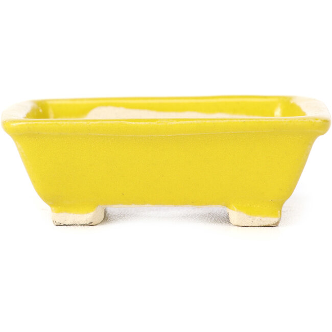 Pot à bonsaï rectangulaire jaune par Seto - 80 x 70 x 30 mm