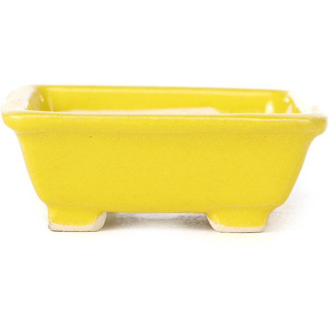 Rechteckige gelbe Bonsaischale von Seto - 80 x 70 x 30 mm