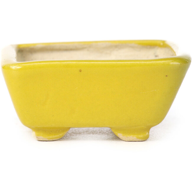 Rechthoekige gele bonsaipot van Seto - 70 x 60 x 25 mm