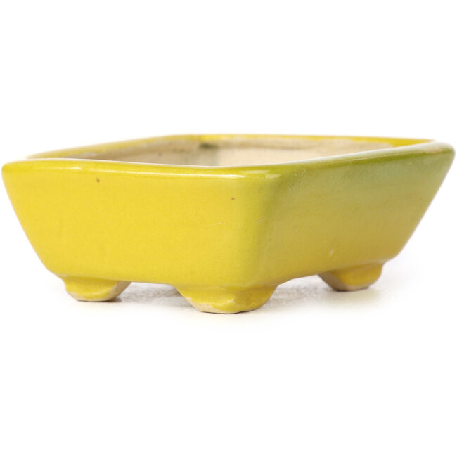 Rechthoekige gele bonsaipot van Seto - 70 x 60 x 25 mm
