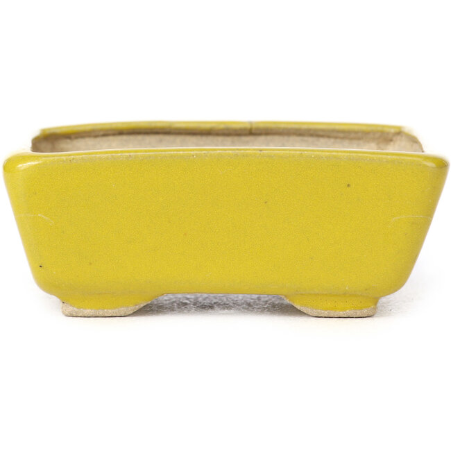 Pot à bonsaï rectangulaire jaune par Seto - 75 x 60 x 30 mm