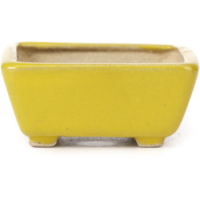 Pot à bonsaï rectangulaire jaune par Seto - 75 x 60 x 30 mm