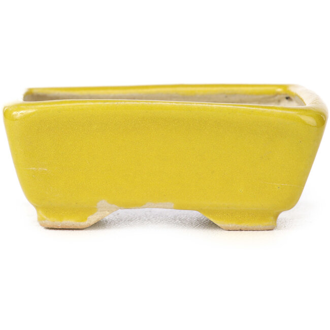 Rectangular yellow bonsai pot by Seto - 70 x 55 x 30 mm