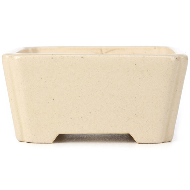 Square beige bonsai pot - 125 x 125 x 60 mm