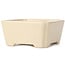 Square beige bonsai pot - 125 x 125 x 60 mm