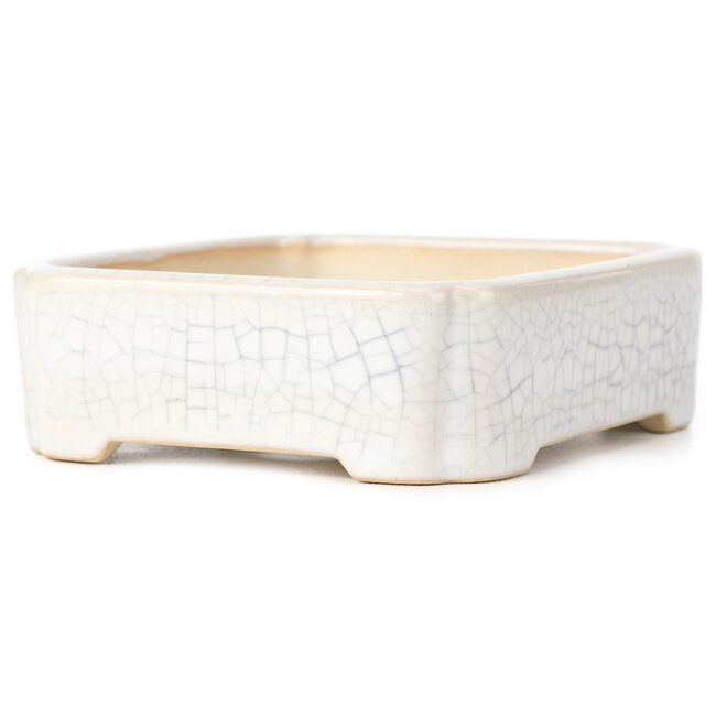 Rechteckige weiße Bonsaischale - 125 x 105 x 35 mm