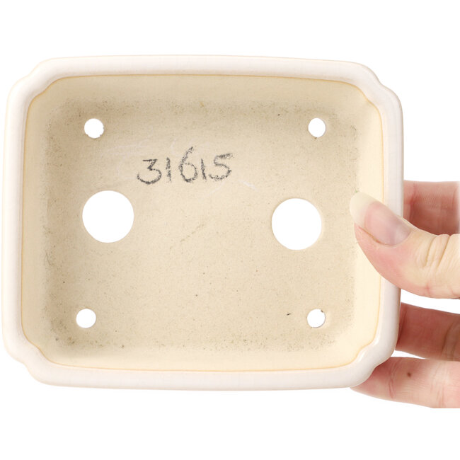 Rectangular white bonsai pot - 125 x 105 x 35 mm
