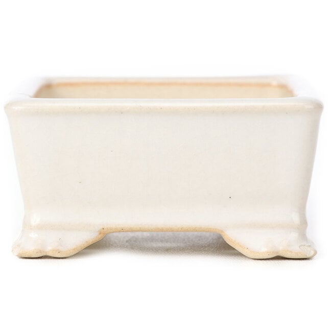 Rechteckige weiße Bonsaischale - 105 x 80 x 45 mm