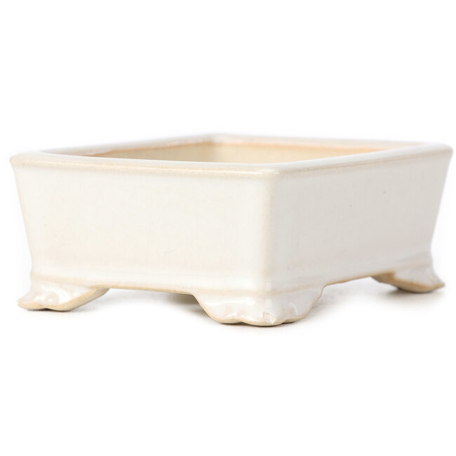 Rechteckige weiße Bonsaischale - 105 x 80 x 45 mm