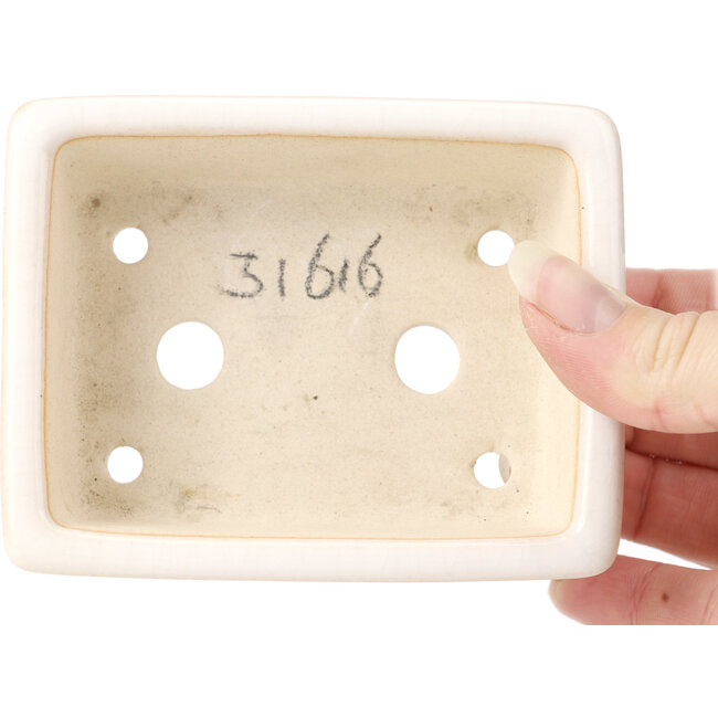 Rectangular white bonsai pot - 105 x 80 x 45 mm