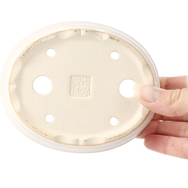 Pot à bonsaï ovale blanc - 125 x 105 x 35 mm