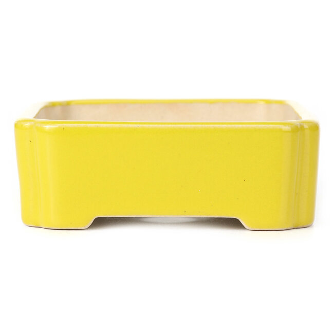 Rectangular yellow bonsai pot - 125 x 105 x 35 mm