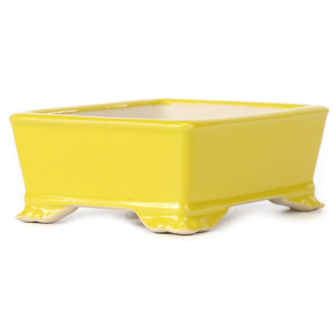 Rechthoekige gele bonsaipot - 105 x 80 x 40 mm