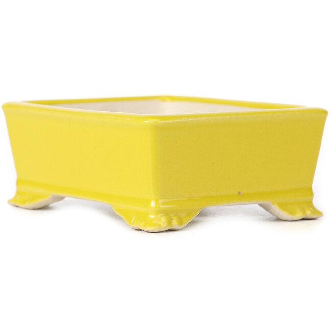 Rechthoekige gele bonsaipot - 105 x 80 x 40 mm