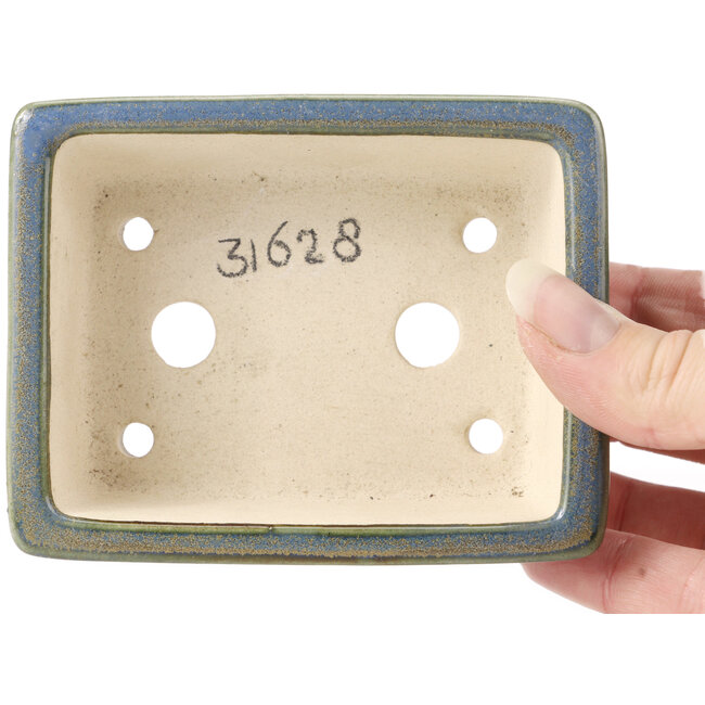 Pot à bonsaï rectangulaire bleu - 105 x 80 x 40 mm