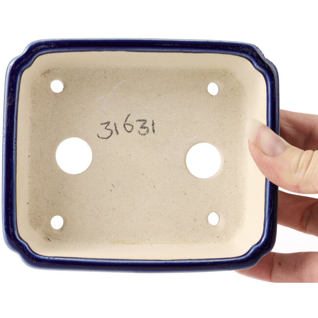 Rechteckige blaue Bonsaischale - 125 x 110 x 35 mm