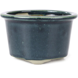  Tosui 112 mm round dark blue bonsai pot by Tosui, Japan