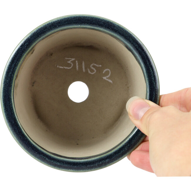 Ronde donkerblauwe bonsaipot van Tosui - 112 x 112 x 70 mm