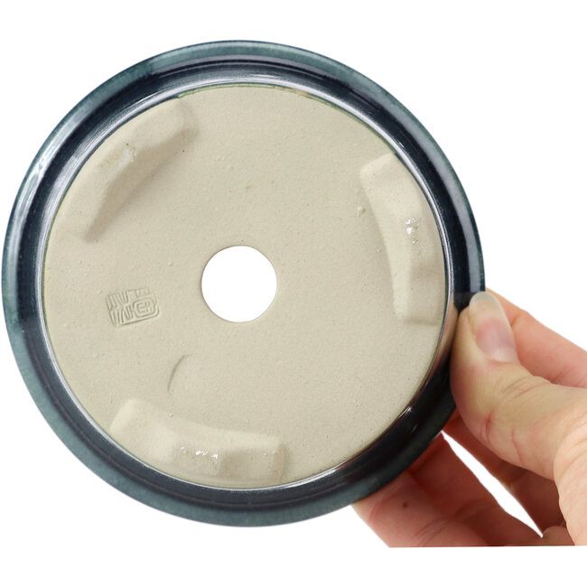 Ronde donkerblauwe bonsaipot van Tosui - 112 x 112 x 70 mm