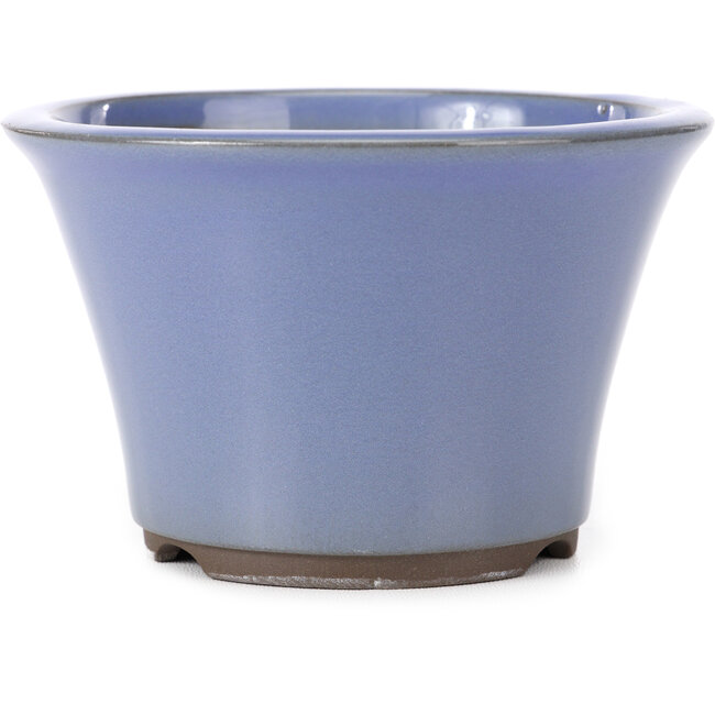Round lilac blue bonsai pot by Seto Yaki - 127 x 127 x 83 mm