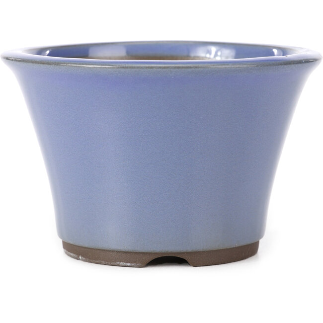 Round lilac blue bonsai pot by Seto Yaki - 127 x 127 x 83 mm