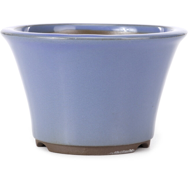 Vaso bonsai rotondo blu lilla di Seto Yaki - 127 x 127 x 83 mm