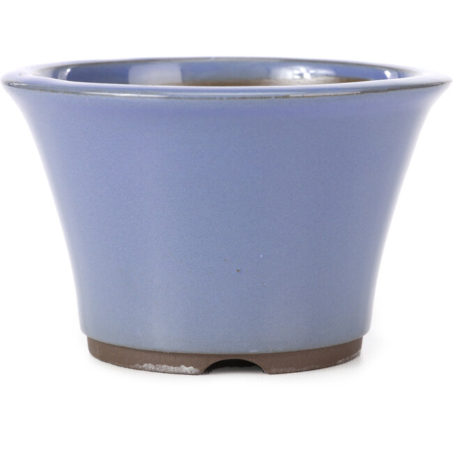 Round lilac blue bonsai pot by Seto Yaki - 127 x 127 x 83 mm