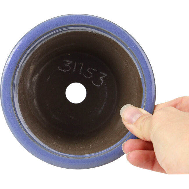 Maceta de bonsái redonda azul lila de Seto Yaki - 127 x 127 x 83 mm
