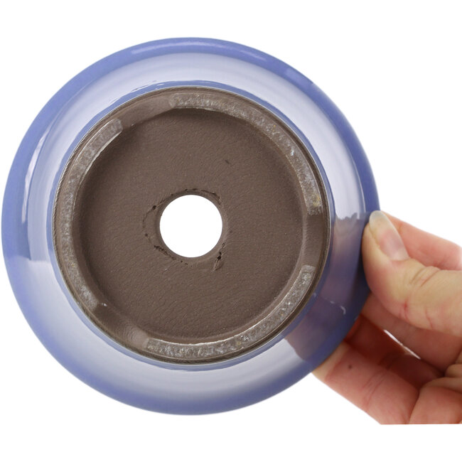 Pot à bonsaï rond bleu lilas par Seto Yaki - 127 x 127 x 83 mm