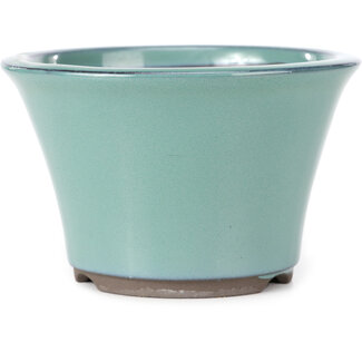 Seto Yaki 127 mm ronde turquoise bonsaipot van Seto Yaki, Seto