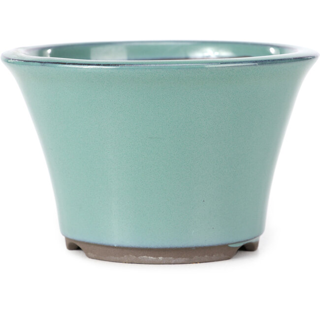 Pot à bonsaï rond turquoise par Seto Yaki - 127 x 127 x 83 mm