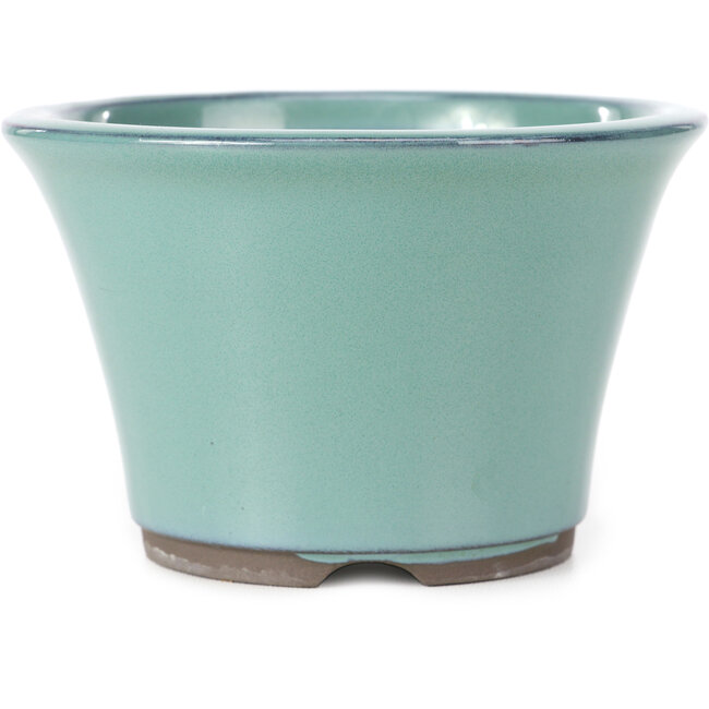 Maceta de bonsái redonda turquesa de Seto Yaki - 127 x 127 x 83 mm