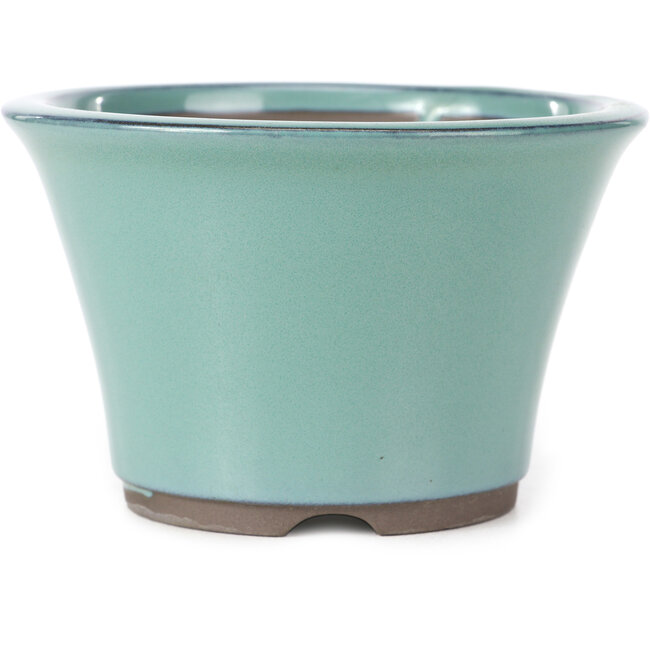 Maceta de bonsái redonda turquesa de Seto Yaki - 127 x 127 x 83 mm