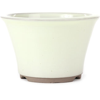 Seto Yaki 127 mm ronde wit beige bonsai pot van Seto Yaki, Seto