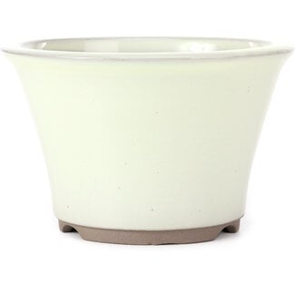 Seto Yaki 127 mm round white beige bonsai pot by Seto Yaki, Seto