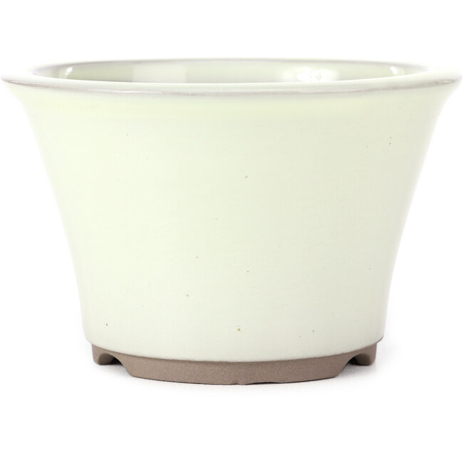 Pot à bonsaï rond beige blanc par Seto Yaki - 127 x 127 x 83 mm