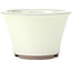 Pot à bonsaï rond beige blanc par Seto Yaki - 127 x 127 x 83 mm