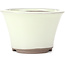 Pot à bonsaï rond beige blanc par Seto Yaki - 127 x 127 x 83 mm