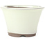 Pot à bonsaï rond beige blanc par Seto Yaki - 127 x 127 x 83 mm