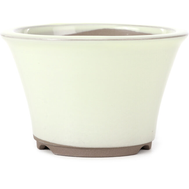 Ronde wit beige bonsai pot van Seto Yaki - 127 x 127 x 83 mm