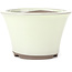 Pot à bonsaï rond beige blanc par Seto Yaki - 127 x 127 x 83 mm