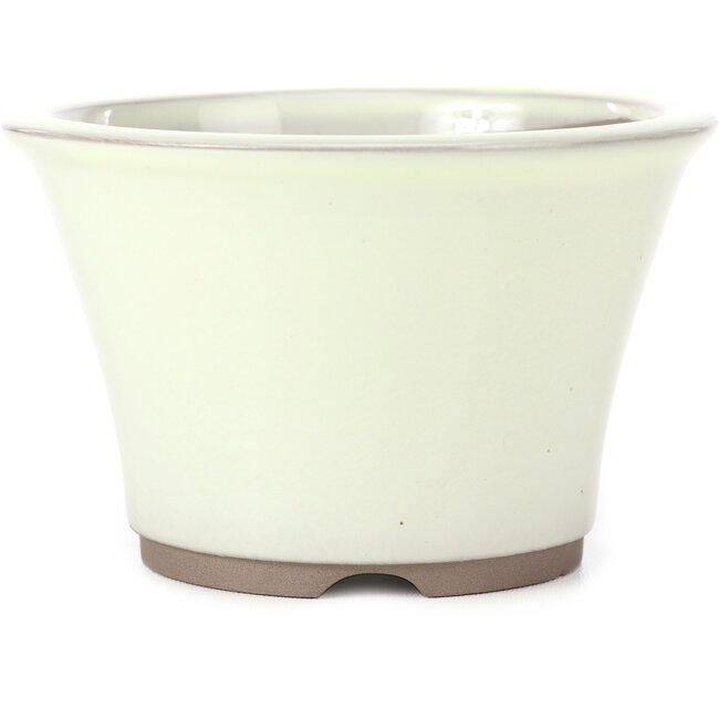 Pot à bonsaï rond beige blanc par Seto Yaki - 127 x 127 x 83 mm