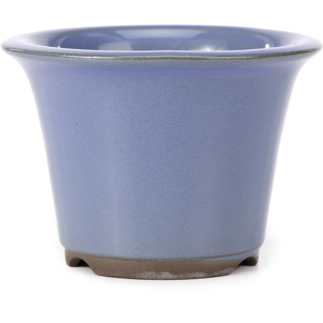 Vaso bonsai rotondo blu lilla di Seto Yaki - 96 x 96 x 66 mm
