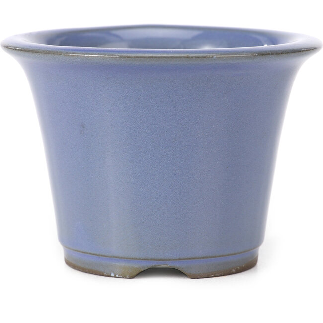 Round lilac blue bonsai pot by Seto Yaki - 96 x 96 x 66 mm
